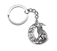 weilove Howling Wolf on Moon Key chain, Wolf Keyring, Animal Keyring, Viking Wolf Keychain, Animal Keychain