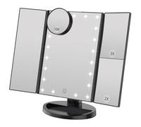 WEILY Lighted Makeup Mirror with 21 LED Lights, Dual Power Supply 2X/3X Magnifying LED, Adjustable Brightness and Angle (Black)