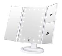 WEILY Makeup Mirror, 1x /2x/3x Trifold Makeup Mirror with 21 LED Lights
