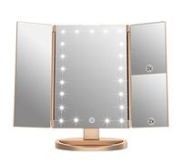 WEILY Makeup Mirror, 1x /2x/3x Trifold Makeup Mirror with 21 LED Lights