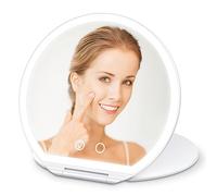 WEILY Makeup Mirror with Lights, Travel Mirror with 3 Color Lighting and Dimmable Touch Screen, USB Rechargeable and 300° Rotating Lighted Makeup, Gifts for Women