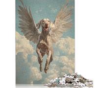 Weimaraner Angel Pet Loss Remembrance Art Dog with Wings Puzzle 1000 Pieces Jigsaws Wooden Puzzles for Adults & Teenager for Adults Teenagers Age 12+ 1000pcs (75x50cm)