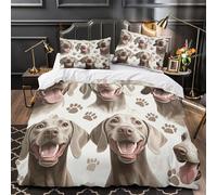 Weimaraner dog faces 3D Print Duvet Cover 3-Piece Ultra-Soft Microfiber Durable cartoon illustration Comforter Cover 2 Pillowcases Hidden Zipper Machine Washable Kids Teens Bedroom (135x200cm)