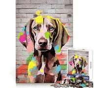 Weimaraner Dog Graffiti 1000 Piece Jigsaw Puzzles for Teenagers Jigsaw Brain Activity Time Well Spent Neat Edges (38x52cm)