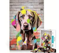 Weimaraner Dog Graffiti Jigsaw Puzzle 1000 Think Boost Game Tight Lock No Loose Pieces Interactive Brain Challenge for Home (50x75cm)