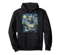 Weimaraner Dog Moon Howling Starry Night Van Gogh Art Style Pullover Hoodie