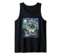 Weimaraner Dog Moon Howling Starry Night Van Gogh Art Style Tank Top