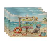 Weimaraner Dog Placemats Set of 4, 12''x18'', Cute Coastal Beach Seaside 4Pcs Print Washable Table Mats for Dinning, Pet Holiday Home Kitchen Decor
