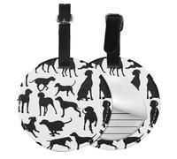 Weimaraner Dog Sketch,Luggage Tags Pu Leather Name Tag Travel Suitcase Identifier ID Tags Durable Baggage Label 2 pcs