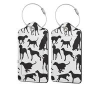 Weimaraner Dog Sketch,Luggage Tags Pu Leather Name Tag Travel Suitcase Identifier ID Tags Durable Luggage Label 2 pcs