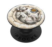 Weimaraner Dog Sleeps with Dog Bed and Food While Sleeping PopSockets Adhesive PopGrip