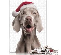 Weimaraner Dog with Santa Hat Portrait Puzzle for Adults And Teenagers 500 Pieces Puzzles for Adults Teenagers 14+ 500pcs (52x38cm)