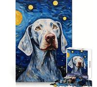 Weimaraner Starry Night Jigsaw for Teenagers 1000 Pieces Mind Recall Soft Distraction Firm Interlock Holiday Treat (38x26cm)