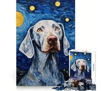 Weimaraner Starry Night Jigsaw Puzzle for Adults 1000 Pieces Thought Training Calm Recreation Uniform Cut Festive Present (50x75cm)