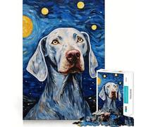 Weimaraner Starry Night Jigsaw Puzzles for Adults 1000 Mind Boost Game Uniform Size Precise Pieces Travel-friendly Brain Game Gift (38x52cm)