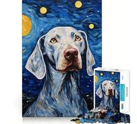 Weimaraner Starry Night Jigsaws for Adults1000 Pieces Brain Memory Game Fine Cut Premium Finishing Engaging Way to Pass Free Hours (38x26cm)