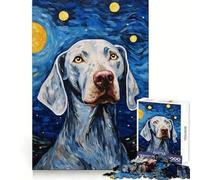 Weimaraner Starry Night Puzzles for Teenagers 1000 Piece Logic Practice Calm Downtime Clean Edges Ideal Present (38x52cm)