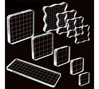 WeiMeet 10Pieces Stamp Blocks Acrylic Clear Stamping Blocks Tools with Grid Lines for Scrapbooking Crafts Making
