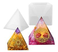 WeiMeet Big Pyramid Resin Mold Silicone Molds Epoxy Resin Casting Molds with Plastic Stand Base for Jewelry Casting DIY Crafts