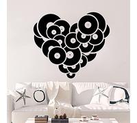 WEIMEIJIE Heart Music Record Studio Wall Sticker Bedroom Children's Room Music Studio Heart Record Wall Decal Living Room Decoration 65x56 cm High