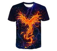 WEIMEIJIE Lightning Flame Phoenix Pattern 3D Printing Summer Men's T-Shirt Short Sleeve Round Neck Street Fashion Casual Tops
