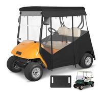 WEIMELL 2 Passenger Golf Cart Enclosure for EZGO TXT 2-Seater Open Front Windshield Roll-up Door 3-Sided Clear Windows Mirror Zipper Waterproof Transparent Driving Rain Cover Black (with Seat Towel)