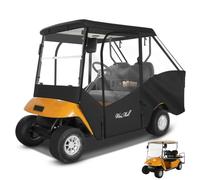 WEIMELL EZGO Txt Golf Cart Enclosure for 4 Passengers, Short Roof 2+2 4 Seater, Waterproof, Windproof, 4 Side Rain Cover, Transparent Windows and Roll Up Doors, Black