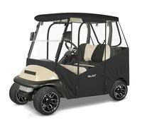 WEIMELL Golf Cart Enclosure 2 Passenger for Club Car Precedent Tempo Onward 2-Person Seaters 600D Waterproof Transparent Driving Rain Cover with 4-Sided Clear Windows Mirror Zipper Roll-Up Door Black