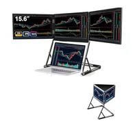 WEIMILOR 15.6" Portable Triple Monitor for Laptop, Full HD IPS Screen Extender, Multi-Screen Display, Featuring Type-C, HDMI & USB 3.0 Ports, Built-in Speakers, Height Adjustable