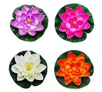 Weimoli 4PCS/Set Floating Pond Decor Pond Plants Decor Artificial Foam Lotus Water Lily Flower/Lotus Foam Flower, Small