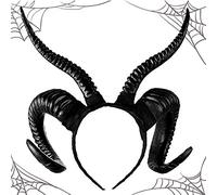 Weimoli Halloween Sheep Horn Shape Headwear, Creative Handmade Hairband Diy Props Evil Headband Portable Cosplay Hair Accessory Demon, Black