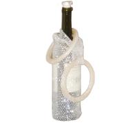 Wein Flasche Tragetasche - Strassstein Verzierter mit Griff | Mesh Tragetasche für Weinflaschen - Für Festlichkeiten, Hochzeiten, Picknicks, Abendessen, Reisen, Urlaub, Aufbewahrung Zuhause und, White