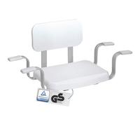 WEINBERGER 48538 Bath Seat with Backrest, Seat Aid for Bathtubs with Inner Dimensions of 52-64 cm, Very Stable up to 150 kg, Aluminium, Seat, Bathboard, Bath Stool, Colour: White
