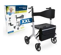 Weinberger XXL Rollator Walker with Seat | Bariatric Mobility Walker | Height Adjustable 91|101cm | 200kg Max Load | Heavy Duty Folding Zimmer Frame with Bag and Brakes