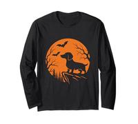 Weiner Dog Moon - Spooky Halloween Dachshund Sausage Dog Long Sleeve T-Shirt