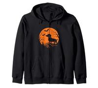 Weiner Dog Moon - Spooky Halloween Dachshund Sausage Dog Zip Hoodie