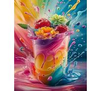 Weiniuniu 5D Diamond Art Painting Kits Colorful Juice Illustration DIY Full Drill Diamond Arts and Crafts Painting Pictures for Kid and Adults Canvas Painting by Numbers 40x50 cm