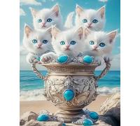 Weiniuniu 5D Diamond Art Painting Kits Five Kittens DIY Full Drill Diamond Arts and Crafts Painting Pictures for Kid and Adults Canvas Painting by Numbers 50X70 cm