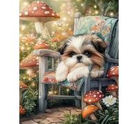 Weiniuniu 5D Diamond Art Painting Kits Puppy on a Chair DIY Full Drill Diamond Arts and Crafts Painting Pictures for Kid and Adults Canvas Painting by Numbers 40x50 cm