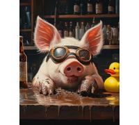 Weiniuniu Cross Stitch Kits for Adults Animal Pig 11CT Pre Printed Stamped Beginners Cross-Stitch Kit DIY Embroidery Kit Home Decor-40X50 cm