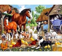 Weiniuniu Cross Stitch Kits Poultry/Farm Animals 11CT Adults Beginners Pattern Pre-Printed Fabric DIY Stamped Embroidery Kit Wall Art Decor-40X50 cm