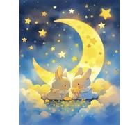 Weiniuniu Diamond Painting Kits for Adults Moon Rabbit DIY Bead Crystal Rhinestone Craft Easy 5D Dimond Picture Art Home Wall Decorations 50x70cm