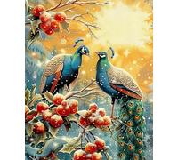 WeiniuniuDiamond Painting Kits for Adults Two Peacocks DIY Bead Crystal Rhinestone Craft Easy 5D Dimond Picture Art Home Wall Decorations 40x50cm