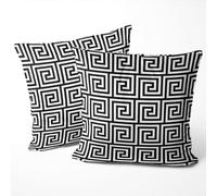 WEINIYA Sofa Decoration Pillowcases 2 Pack Black and White Greek Key Square Cushion Case Throw Pillow Covers 18x18 Inch Double Sides Print