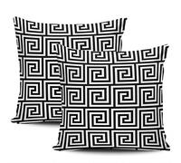 WEINIYA Sofa Decoration Pillowcases 2 Pack Black and White Greek Key Square Cushion Case Throw Pillow Covers 18x18 Inch Double Sides Print