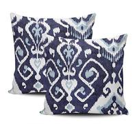WEINIYA Sofa Decoration Pillowcases 2 Pack Blue and White Ikat Square Cushion Case Throw Pillow Covers 20x20 Inch Double Sides Print