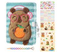 WEINNSAI Capibara Plush Journal Set for Kids, Adorable Secret Diary Set with Lock, Key, Pen,Stickers, School Travel Notebook for Writing Drawing, Birthday Gifts for Girls Ages 6-8
