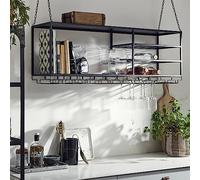 Weinregal Weinglasregal an der Decke hängender Weinregalschrank mit Glashalter schwebendes Regal für Industriebars Weinflaschenhalter für die Heimbar Esszimmer Heimdekoration (Größe: 100 cm)