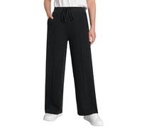 Weintee Women's Petite Wide Leg Sweatpants with Front Seam, Black, XL Petite