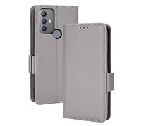 WEIOU Leather Folio Case for TCL 30 SE/TCL 306/TCL 305 Cover, Magnetic Closure Full Protection Shell Wallet Flip with [Card Slots]& [Kickstand]. Gray